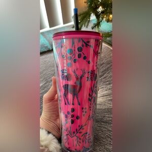 NWT - 2022 Starbucks Venti (24oz) Pink Holiday Color Changing Cold Tumbler
